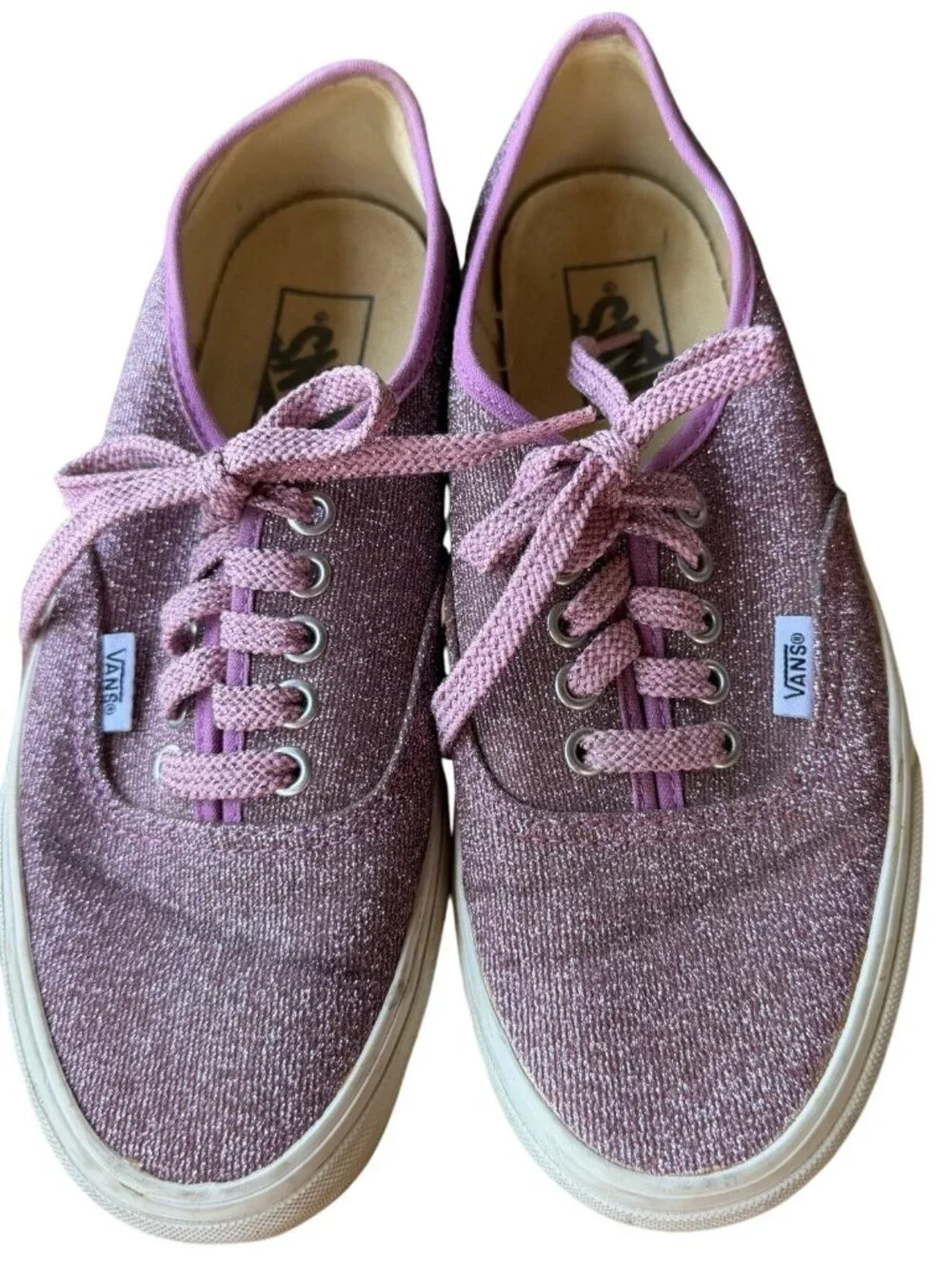 Vans Off The Wall Mauve Sparkle Glitter Low Top Skater Sneakers Women's Size 8
